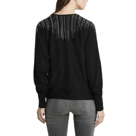 Vince Camuto Womens Embellished Sweater Rich Black Small - Picture 2 of 4